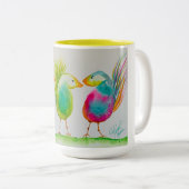 Tasse 2 Couleurs Boug d'oiseaux peints (Devant droit)