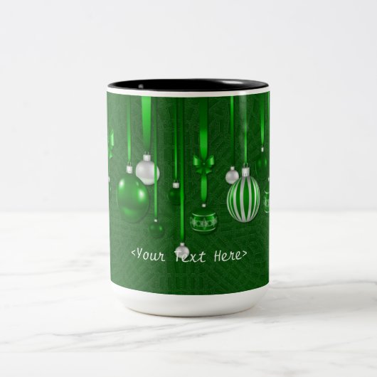 Tasse 2 Couleurs Boug ornements de Noël vert personnalisé (Centre)