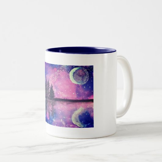 Tasse 2 Couleurs Bougie de nuits d'aquarelle (Devant droit)