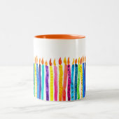 Tasse 2 Couleurs Bougies d'anniversaire aquarelle (Centre)