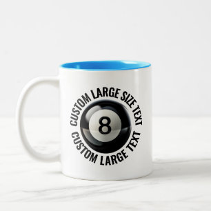 Tasse 2 Couleurs Boule 8 & Grand Texte BLEU CLAIR 325ml Personnalis