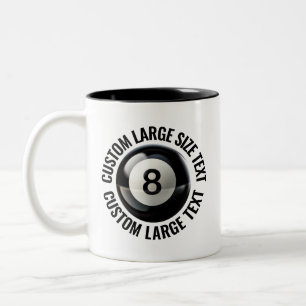 Tasse 2 Couleurs Boule 8 & Grand Texte NOIR 325ml Personnalisé