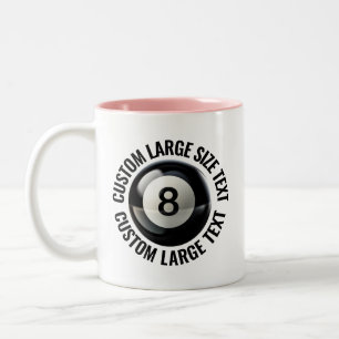 Tasse 2 Couleurs Boule 8 & Grand Texte ROSE 325ml Personnalisé