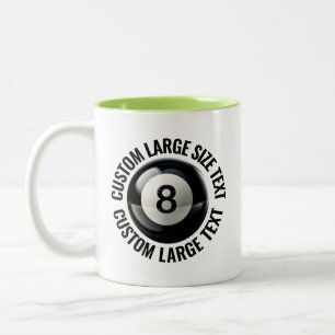 Tasse 2 Couleurs Boule 8 & Grand Texte VERT CITRON 325ml Personnali