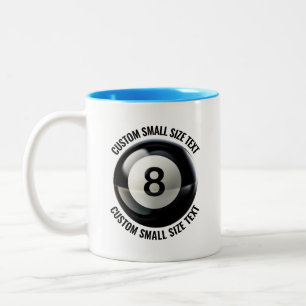 Tasse 2 Couleurs Boule 8 & Petit Texte BLEU CLAIR 325ml Personnalis