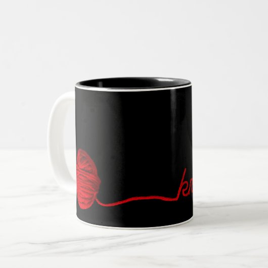 Tasse 2 Couleurs boule rouge de fil (Devant gauche)