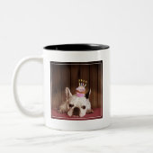 Tasse 2 Couleurs Bouledogue français avec le petit gâteau (Gauche)