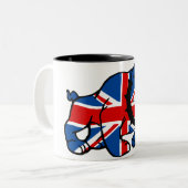 Tasse 2 Couleurs Bouledogue impressionnant d'Union Jack (Devant gauche)