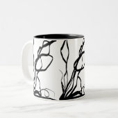 Tasse 2 Couleurs Bouquet Blanc : Abstrait blanc & noir (Devant gauche)