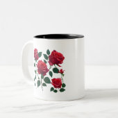 Tasse 2 Couleurs Bouquet de roses rouges (Devant gauche)