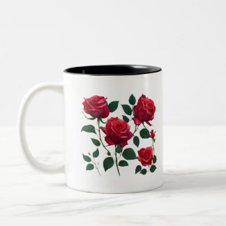 Tasse 2 Couleurs Bouquet de roses rouges