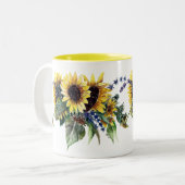 Tasse 2 Couleurs Bouquet de tournesol (Devant gauche)