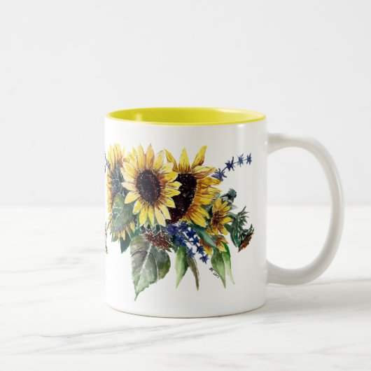 Tasse 2 Couleurs Bouquet de tournesol (Droit)