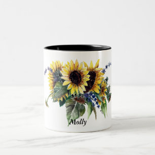 Tasse 2 Couleurs Bouquet de tournesol personnalisé