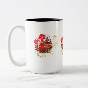 Tasse 2 Couleurs Bouquet Deux Coeurs