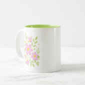 Tasse 2 Couleurs Bouquet floral rose Plum doux (Devant gauche)