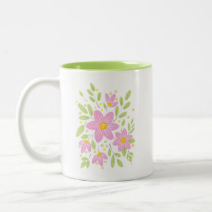 Tasse 2 Couleurs Bouquet floral rose Plum doux
