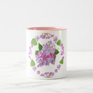 Tasse 2 Couleurs bourgeons de lilas autour d'une fleur de lilas aqu