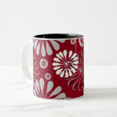Tasse 2 Couleurs Bourgogne et floral gris (Devant gauche)