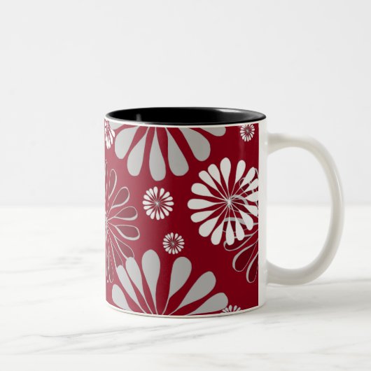 Tasse 2 Couleurs Bourgogne et floral gris (Droit)