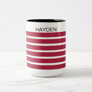 Tasse 2 Couleurs Bourgogne et Noir Personnalisé Rayé