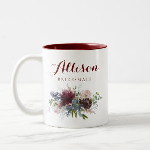 Tasse 2 Couleurs Bourgogne et servante de marine florale
