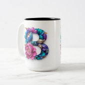 Tasse 2 Couleurs Bouteille à café lettre B fleurie (Devant gauche)