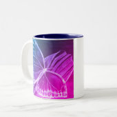 Tasse 2 Couleurs Bouteille de café papillon pourpre (Devant gauche)