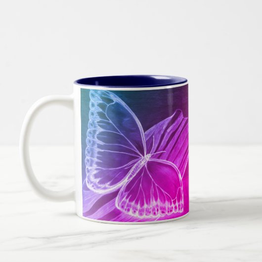 Tasse 2 Couleurs Bouteille de café papillon pourpre (Gauche)