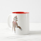 Tasse 2 Couleurs Bouteille de café Sock Monkey (Devant gauche)