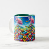 Tasse 2 Couleurs Bouteille de champ de fleurs (Devant gauche)