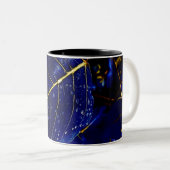 Tasse 2 Couleurs Bouteille de feuilles bleues (Devant droit)