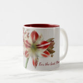 Tasse 2 Couleurs Bouteille de fleurs d'amaryllis rouge avec texte p (Devant droit)