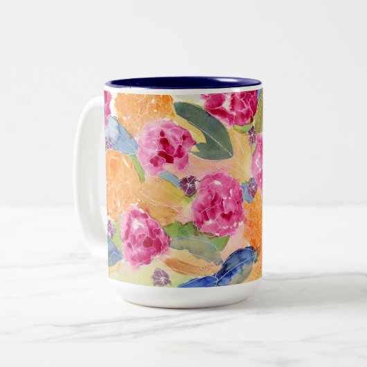 Tasse 2 Couleurs Bouteille florale aquarelle (Devant gauche)