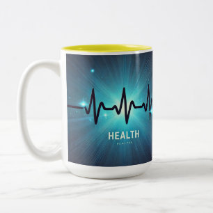 Tasse 2 Couleurs Bouton de ligne d'impulsions de santé Heartbeat -