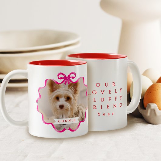 Tasse 2 Couleurs Bow Ruban Pet Photo Rouge