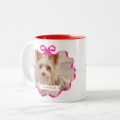 Tasse 2 Couleurs Bow Ruban Pet Photo Rouge (Devant gauche)