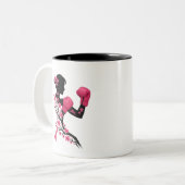 Tasse 2 Couleurs Boxe Jeune Fille Cancer du sein Sensibilisation Mu (Devant gauche)