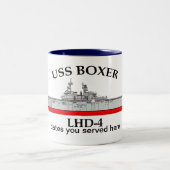 Tasse 2 Couleurs Boxer USS, LHD4, dates personnalisables servies (Centre)