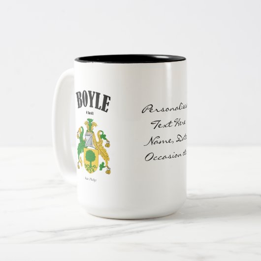 Tasse 2 Couleurs Boyle Family Crest, Traduction & Signification (Devant gauche)
