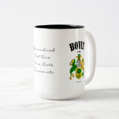 Tasse 2 Couleurs Boyle Family Crest, Traduction & Signification (Devant droit)
