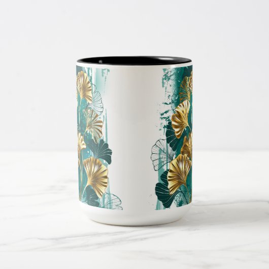 Tasse 2 Couleurs Branch with Golden Leaves Ginko Biloba (Centre)