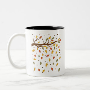Tasse 2 Couleurs branche de lame isolée d'automne