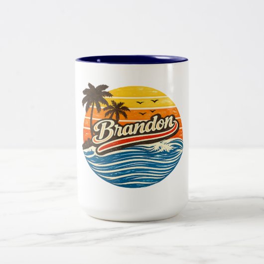 Tasse 2 Couleurs Brandon Retro Sunset Name Design (Centre)
