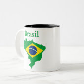 Tasse 2 Couleurs Brésil : Une carte du drapeau (Devant gauche)