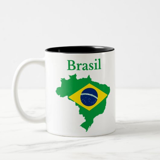 Tasse 2 Couleurs Brésil : Une carte du drapeau (Gauche)