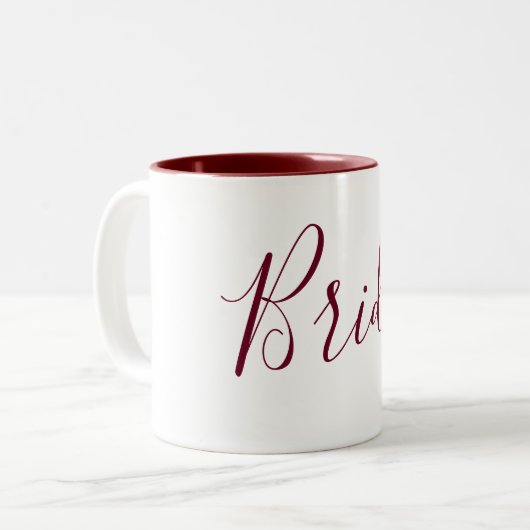 Tasse 2 Couleurs Bride Bourgogne et cursive blanche (Devant gauche)