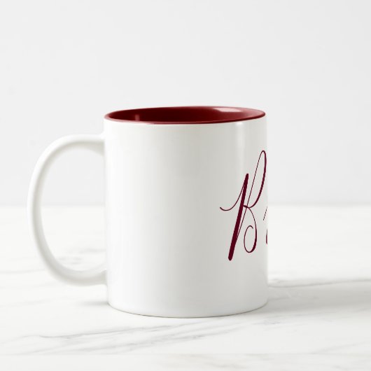 Tasse 2 Couleurs Bride Bourgogne et cursive blanche (Gauche)