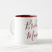 Tasse 2 Couleurs Bridesmaid Bourgogne et cursive blanche (Devant gauche)