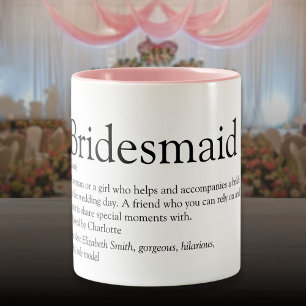 Tasse 2 Couleurs Bridesmaid Définition personnalisée Favoriser